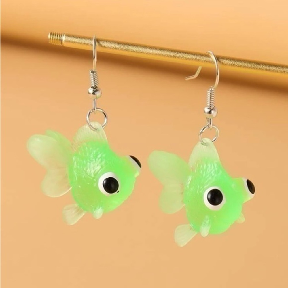 Green Goldfish Dangle Earrings | New | Accessories